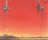 "Слоны", Сальвадор Дали, 1948 г. И многочисленные другие работы художника с сюрреалистическими слонами